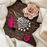 Vriksham Floral Twilight Spark AD Stone Maang Tikka-Purple-Pearl-G19494